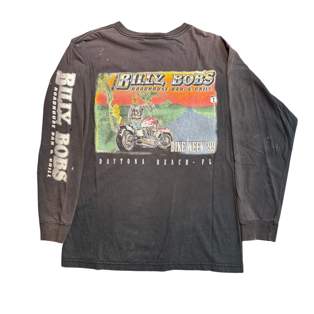 Vintage 1999 Billy Bobs Roadhouse Daytona Bike Week Long Sleeve Pocket T-Shirt L